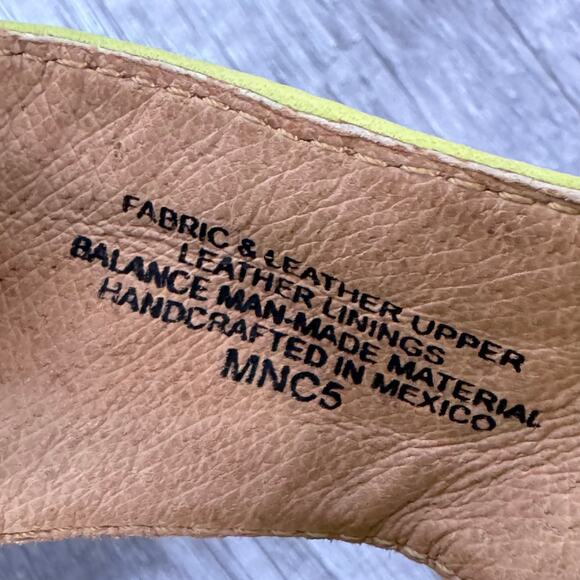 Born Wedges Size 8 Espadrille Tong Green Plaid Y2K 00s Preppy Leather Canvas - Picture 8 of 8